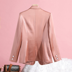 Champagne Colored Women's Blazer Solid Color Polyester No-Wrinkle Treatment Commuting Workwear - Product Image 2