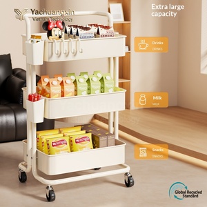 Multifunctional Plastic <b>Storage</b> <b>Cart</b> With Wheels For Beverage Bottles Large Capacity Modern Design Floor Standing Organizer - Product Image 6