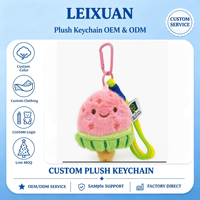 Porte-clés en peluche mignon en forme de glace à la pastèque, pendentif figurine fruit souriant, rose, avec mousqueton et cordon, breloque de sac, décoration de sac à dos, cadeau