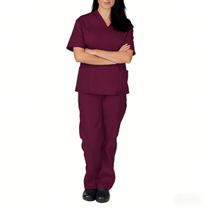 Ensemble de tenue de travail pour salon de beauté (haut + pantalon) avec logo personnalisé, extensible dans quatre directions, infroissable, anti-taches, en polyester, unisexe, pour coiffeurs - Product Image 1