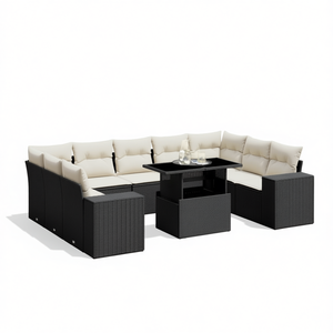 Modular Black PE Rattan Garden <b>Sofa</b> <b>Set</b> Elegant Outdoor Furniture UV Resistant High Density Foam Cushions - Product Image 1