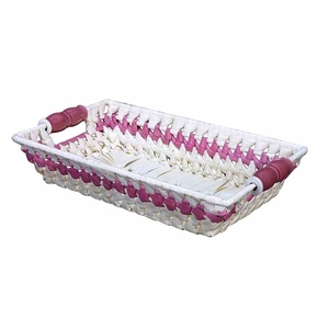 Green Woven Bread Fruit Serving <b>Basket</b> Rectangular Natural Palm Leaf Tableware Storage <b>Tray</b> with Handles Factory Price - Product Image 2