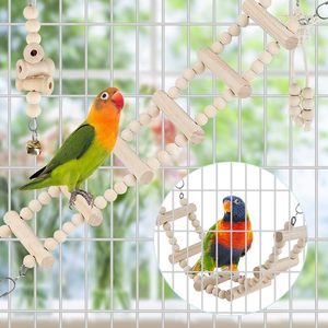 Jouets pour oiseaux en bois : balançoires, perchoirs à mâcher, perchoirs suspendus, hamacs, échelles d'escalade, jouets de cage pour oiseaux - Product Image 4