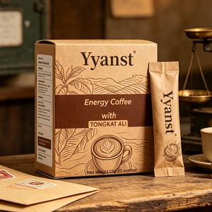 Café Energético Natural Vital Boost Tongkat Ali 10g*10 Sobres Individuales Caja de Papel Kraft Para el Bienestar y la Energía Diaria Masculina OEM - Product Image 4
