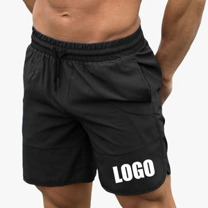 Short de sport noir en spandex avec cordon de serrage et logo personnalisé de haute qualité Short de sport d'entraînement athlétique pour hommes - Product Image 1