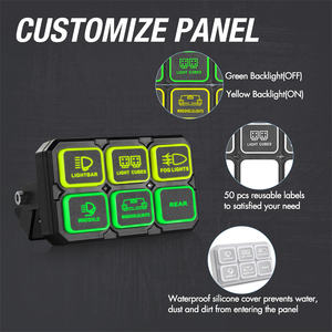 6 interruptores Headliner Mount Fondo verde Sistema de relé de luz Panel de interruptores 12V - Product Image 4