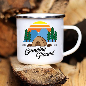 Tazas de <span class=keywords><strong>camping</strong></span> esmaltadas de gran capacidad con diseño de dibujos animados, para café, viajes, vacaciones, aventuras, fiestas, cerveza, zumo, con asa, regalos - Product Image 5