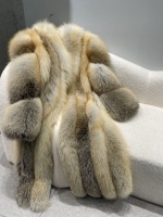 Manteau long en fourrure pour femme, collection Hiver 2026, luxe premium, véritable fourrure de renard des îles dorées