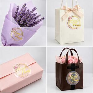 Étiquettes personnalisées transparentes rondes pour fleuriste, autocollants en vinyle imperméables avec logo en feuille d'or pour l'emballage des fleurs - Product Image 6