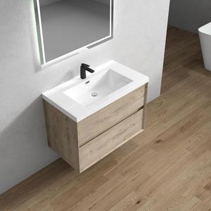 Mobile Bagno Moderno da <span class=keywords><strong>32</strong></span> <span class=keywords><strong>Pollici</strong></span> con Lavabo Singolo, 2 Cassetti, in Rovere, Piccole <span class=keywords><strong>Dimensioni</strong></span>, Montaggio a Parete, Set Multidimensionale in MDF e Compensato, 2 Lati - Product Image 4