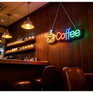 Coffee letreros neon LED indoor hanging ambient light shop signage wall decoration light entrance indicator light luminous <b>sign</b> - Product Image 6