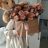 Kit de sacs et boîtes à fleurs en papier kraft imperméable Aierflorist DIY - Prêt pour l'embossage, design moderne et luxueux, prêt à expédier