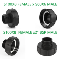 Adaptateur de réservoir S100X8 IBCFSMB300 personnalisable par injection OEM, raccord DN80 femelle BSP mâle à filetage fin, surface lisse