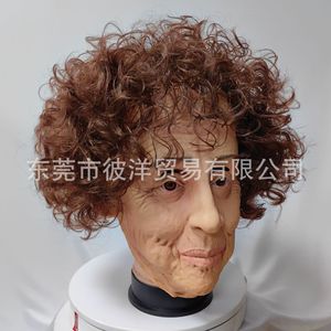 Máscara de látex de señora mayor con cabello rizado, accesorio de cosplay para Halloween - Product Image 1