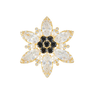 Modern Retro Snowflake Brooch Black Zircon Pearl Crystal Women's Party Fashion Corsage Exquisite Pin - Product Image 5