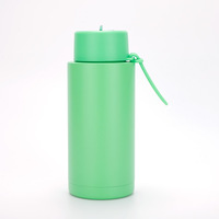Bouteille d'eau isotherme à double paroi en acier inoxydable 304, personnalisable, pour le camping et les sports, avec cuillère, grande capacité 34 oz