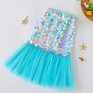 Jupe en queue de poisson sirène à paillettes pour filles <span class=keywords><strong>Ariel</strong></span> Princesse Robe sans bretelles Cartoon Anime Costumes pour enfants - Product Image 5