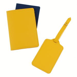 Fashionable Waterproof Portable Pu Letter Decorated 7-Inch Passport Cover Travel Wallet Case Includes <b>Suitcase</b> Luggage Tag - Product Image 1