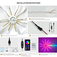 Bande lumineuse LED intelligente USB RGB 5V 5050 Effet Feux d'Artifice pour Festival de Musique, Contrôle par APP, Lumières Feux d'Artifice USB