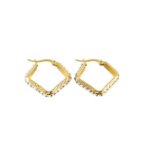 Geometric Hoop Earrings Gold Plated Zircon Channel Setting Party Jewelry - Product Image 5