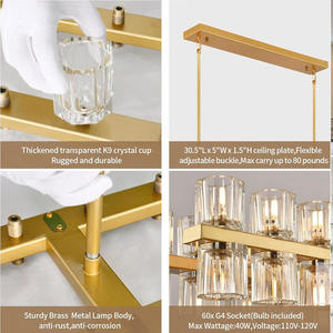 Lampade a Sospensione Lineari in Ottone, Illuminazione Moderna Nordica a Forma di Bicchiere di Vino, Lampadario <span class=keywords><strong>per</strong></span> Isola Cucina - Product Image 2