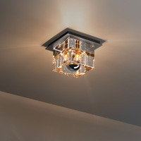 Plafonnier LED moderne en verre cristal taillé carré, petit format, pour placard et couloir