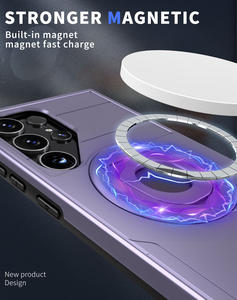 Custodia per telefono con cavalletto rigido per <span class=keywords><strong>Samsung</strong></span> S24 Ultra <span class=keywords><strong>360</strong></span> gradi antiurto in metallo porta lenti smerigliate - Product Image 3