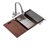 Évier de cuisine en acier inoxydable fait main de style fermier américain personnalisé Cupc 16g 18g 316 304 avec devanture
