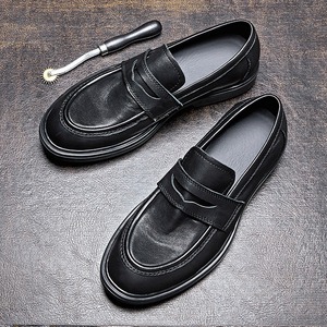 High-top black leather <b>men's</b> new genuine leather loafers British style versatile fashionable retro colored high-end <b>men</b>‘s <b>shoes</b> - Product Image 2