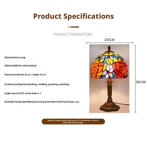 Lámpara de Noche LED Moderna Retro para Escritorio o Mesita de Noche, con Diseño de Rosas y Uvas en Vidrio Tintado, Estilo Barroco, para Sala de Estar o Bar - Product Image 5