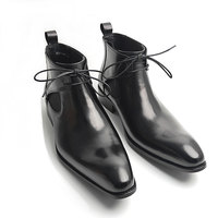 Sepatu bot kulit sapi untuk pria, sepatu bot pesta musim dingin bahan kulit sapi, sepatu bot kasual nyaman antiselip bergaya klasik untuk pria