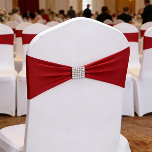 Bande de <span class=keywords><strong>Chaise</strong></span> en Spandex de Mariage avec Boucle <span class=keywords><strong>Strass</strong></span> Diamant, Nœud Extensible Housse de <span class=keywords><strong>Chaise</strong></span> - Product Image 3
