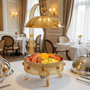 Ensemble de chauffe-plats en or de luxe Factory Direct | Chauffe-plats en acier inoxydable 8L pour buffets et événements d'hôtel - Product Image 1