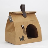 Maison pour chat en papier kraft lavable et écologique, villa pliable pour animaux de compagnie, grand lit-griffoir pour chat, meuble pour animaux de compagnie durable de style appartement