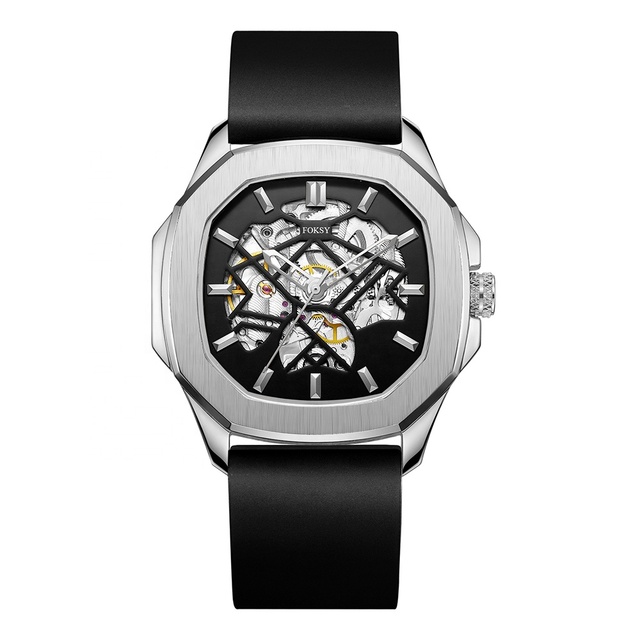 Custom Made Watches Mechanical Montre Pour Hommes Foksy OEM Black Custom Logo Luxury Automatic Watch