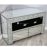 Buffet Miroir 3 Portes 3 Tiroirs Effet Diamant Concassé