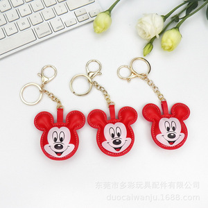 New Cute for <b>Mickey</b> <b>Mouse</b> Leather Keychain Pendant Stainless Steel <b>Car</b> Keychain and Bag Charm for Promotional Item - Product Image 3