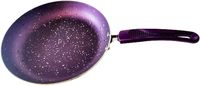 Poêle à dosa, poêle à frire et poêle à crêpes en aluminium antiadhésif avec base à induction et couvercle en verre, lot de 4 - Violet