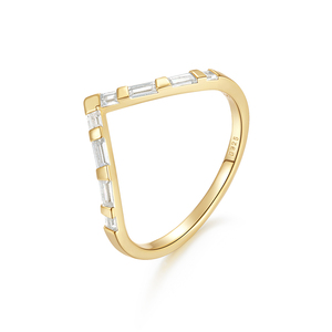 Anillo de Boda de Lujo CANNER con Zirconia Cúbica 5A, Anillo de Plata de Ley S925 Vintage con Forma de V en Oro de 18K para Mujer - Product Image 1