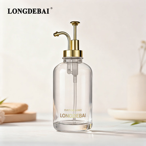 Empty <b>Liquid</b> Soap <b>Coffee</b> Syrup Dispenser 500ml Clear Glass Syrup Bottle Lotion Bottle Soap Dispenser with Stainless Steel Pump - Product Image 3