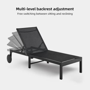 Chaise longue de jardin multi-positions en aluminium avec roues, en textilène renforcé pour extérieur et piscine - Product Image 5