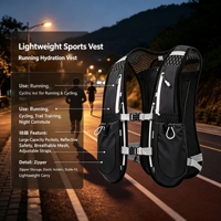 Gilet d'hydratation léger pour la course à pied, respirant en maille polyester, bretelles réglables, poches zippées réfléchissantes, pour le trail et le cyclisme