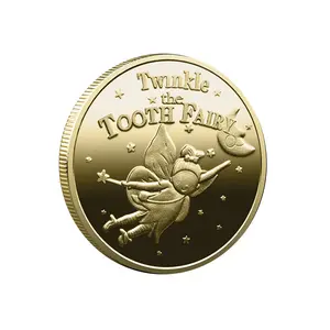 Hot Sale Customized Embossed Fairy Souvenir Gold and Silver Metal Challenge Commemorative Mirror Coins