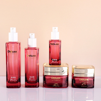 Ensemble d'emballages de soins de la peau personnalisés de luxe, flacon de lotion en verre de 30 ml et 90 ml avec pompe et pot à crème avec couvercle, conteneur cosmétique OEM