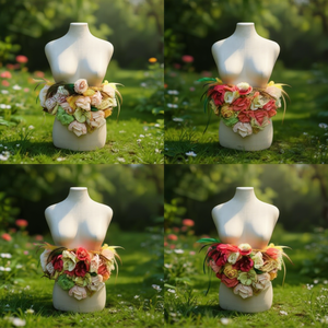 Cinturón floral con plumas para mujer, cinturón transpirable de algodón y elastano, cinturón de corsé a la moda para primavera y verano, modelo 42910 - Product Image 2