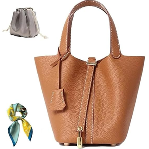 Sac cabas minimaliste pour femme, couleur unie, en microfibre, cuir synthétique, fermeture à fermoir, toutes saisons, usage quotidien - Product Image 5