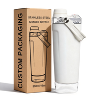 Bouteille shaker à protéines en acier inoxydable personnalisable 600 ml avec échelle graduée, compartiment de rangement et grille de mélange, mélangeur portable pour la salle de sport