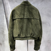 Veste bomber en daim véritable tissé, cuir naturel, veste courte en daim