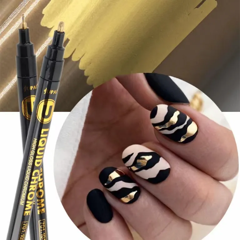 Gouden Kleur Nagel Waterdichte Tekening Pen Nail Art Pen Diy Graffiti Ontwerp Dot Painting Lak Manicure Nail Art Graffiti Pen