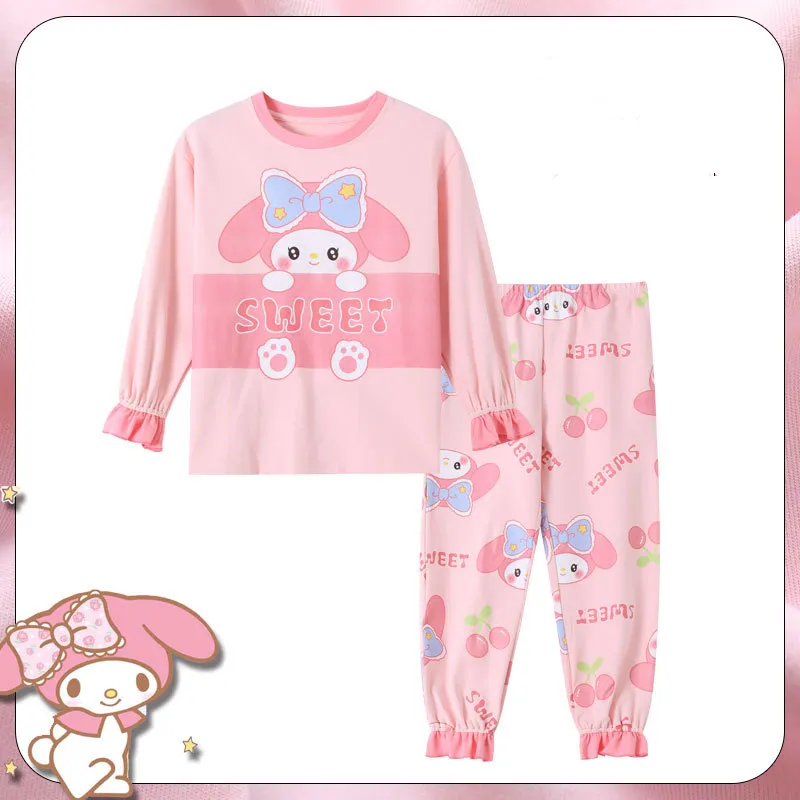 DHF712 Wholesale 2023 Lovely Girls' pajamas anime My Melody cartoon home dress Sanrioed Spring pajamas set